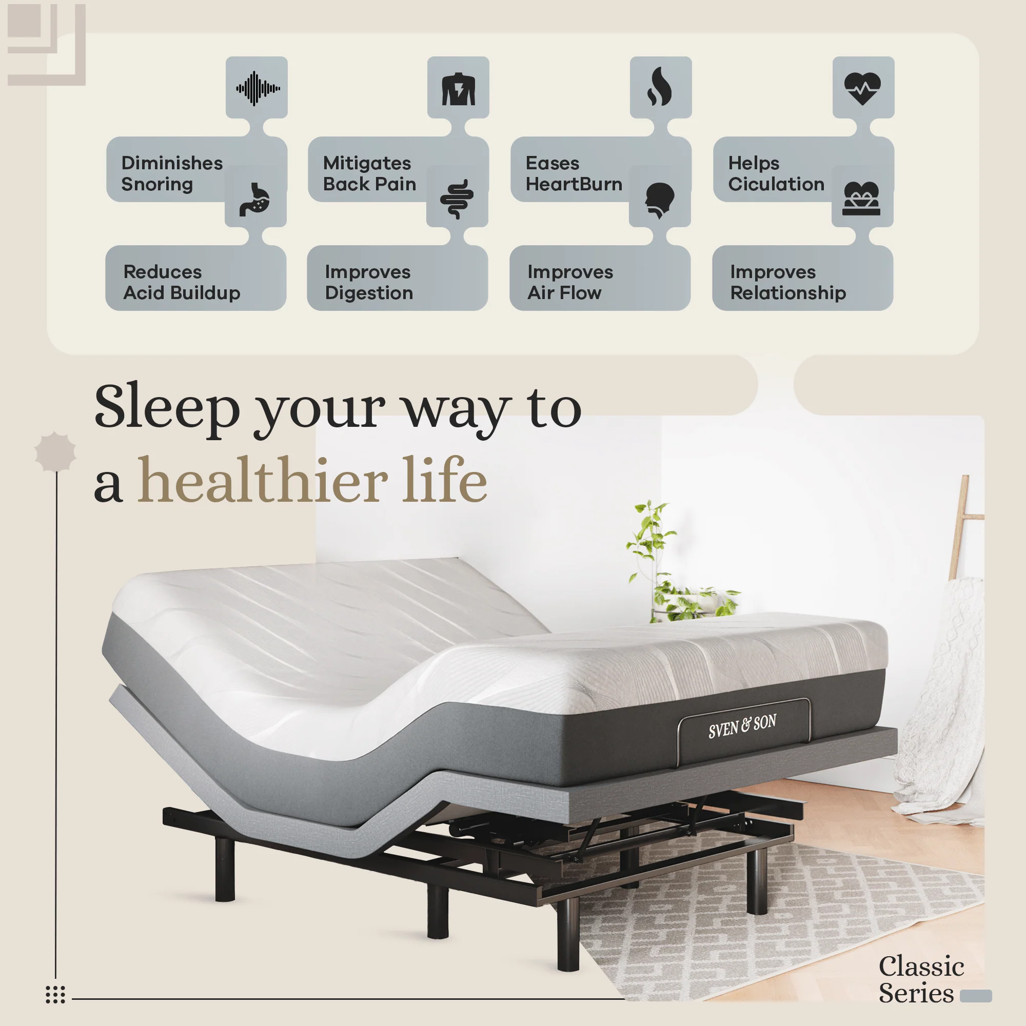 Classic Series Adjustable Bed Frame + Choice of Mattress Bundle - Image 129