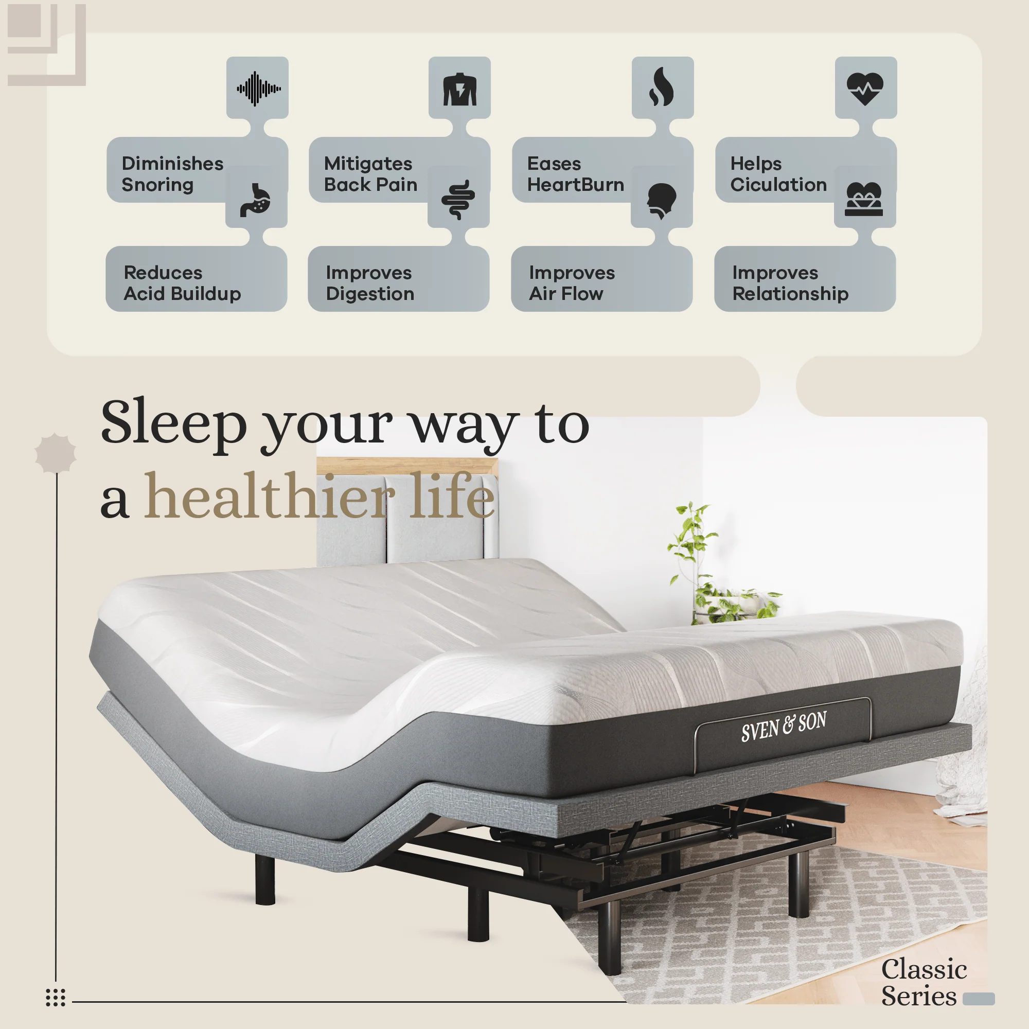 Classic Series Adjustable Bed Frame + Choice of Mattress Bundle - Image 93