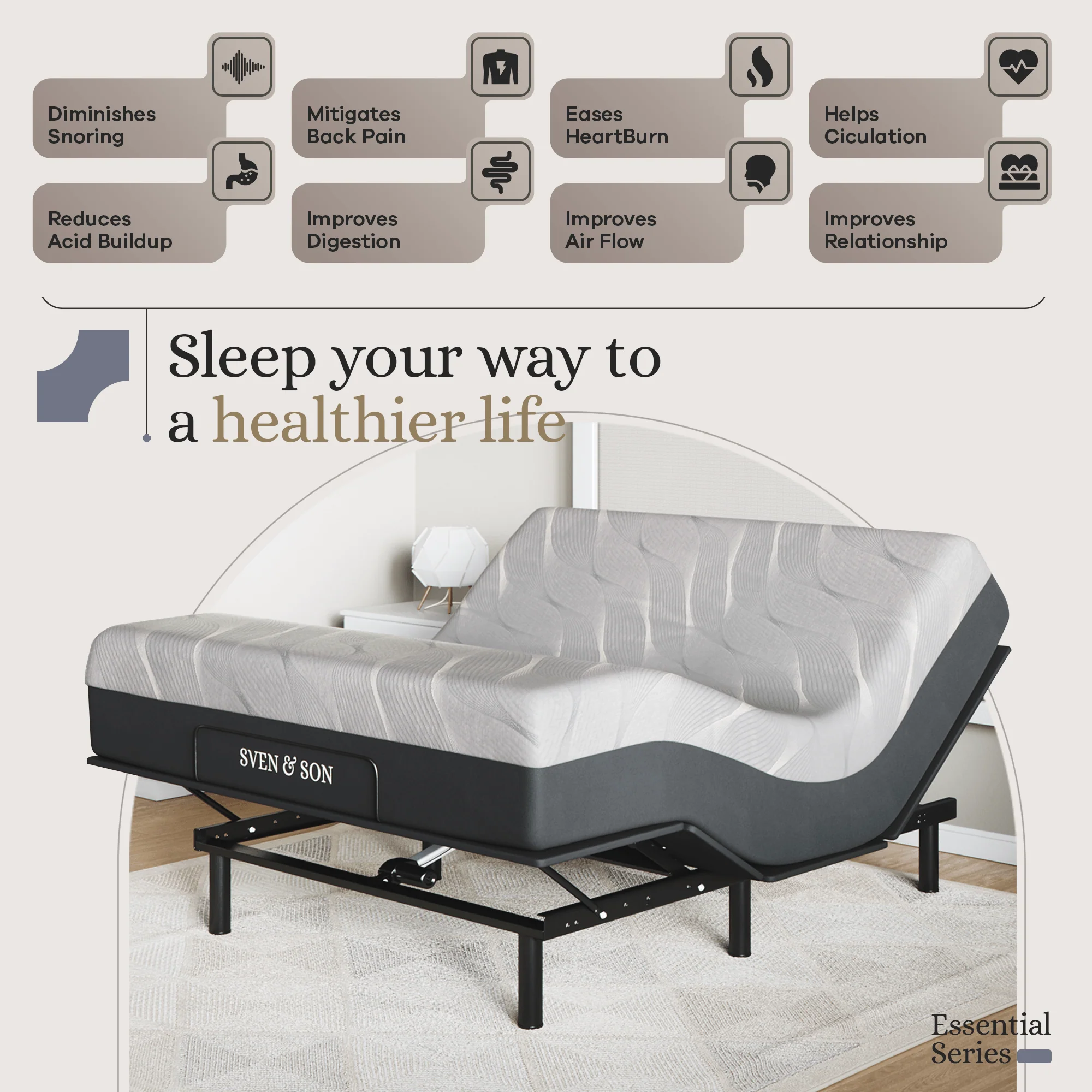 Essential Series Adjustable Bed Frame + Choice of Mattress Bundle - Image 115