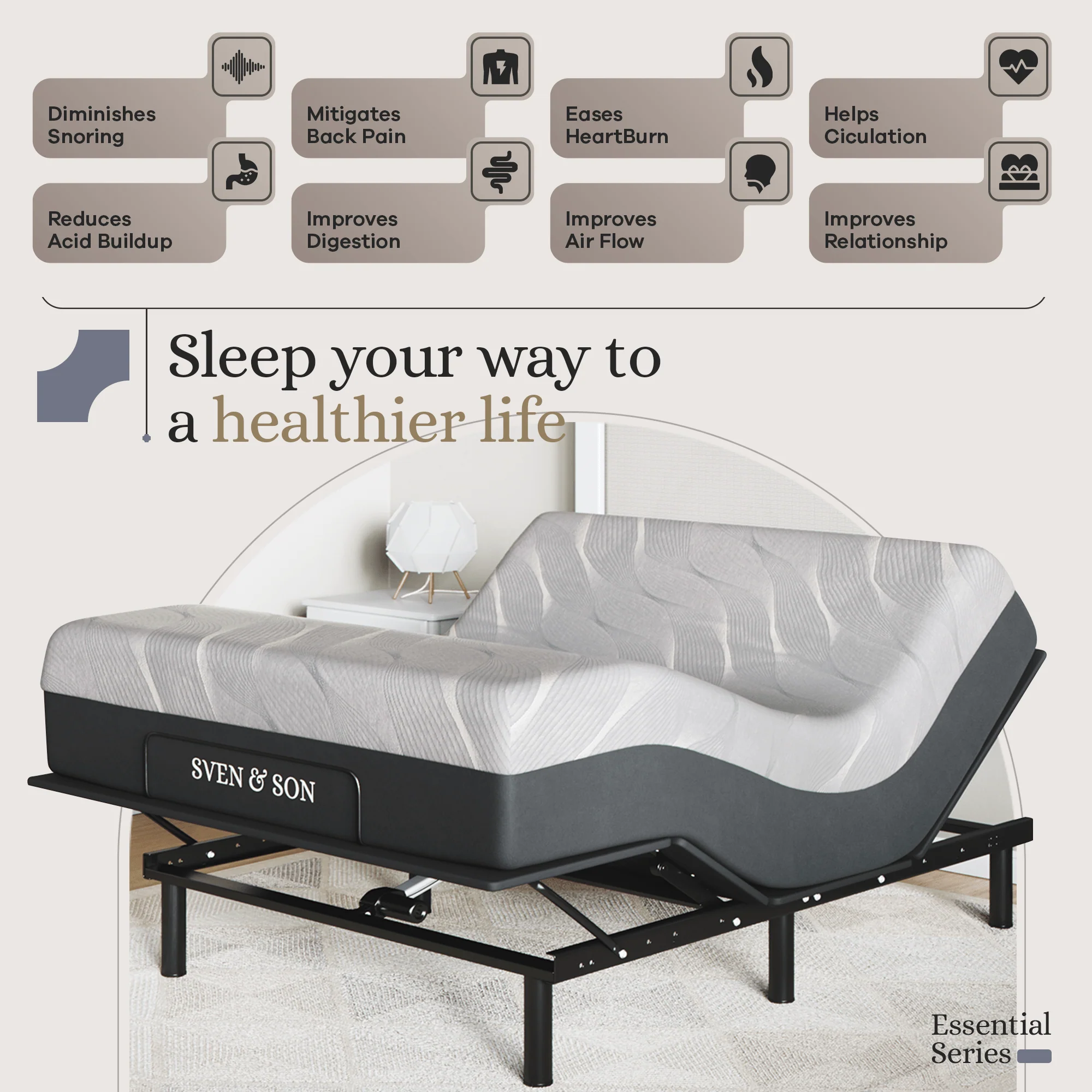 Essential Series Adjustable Bed Frame + Choice of Mattress Bundle - Image 132