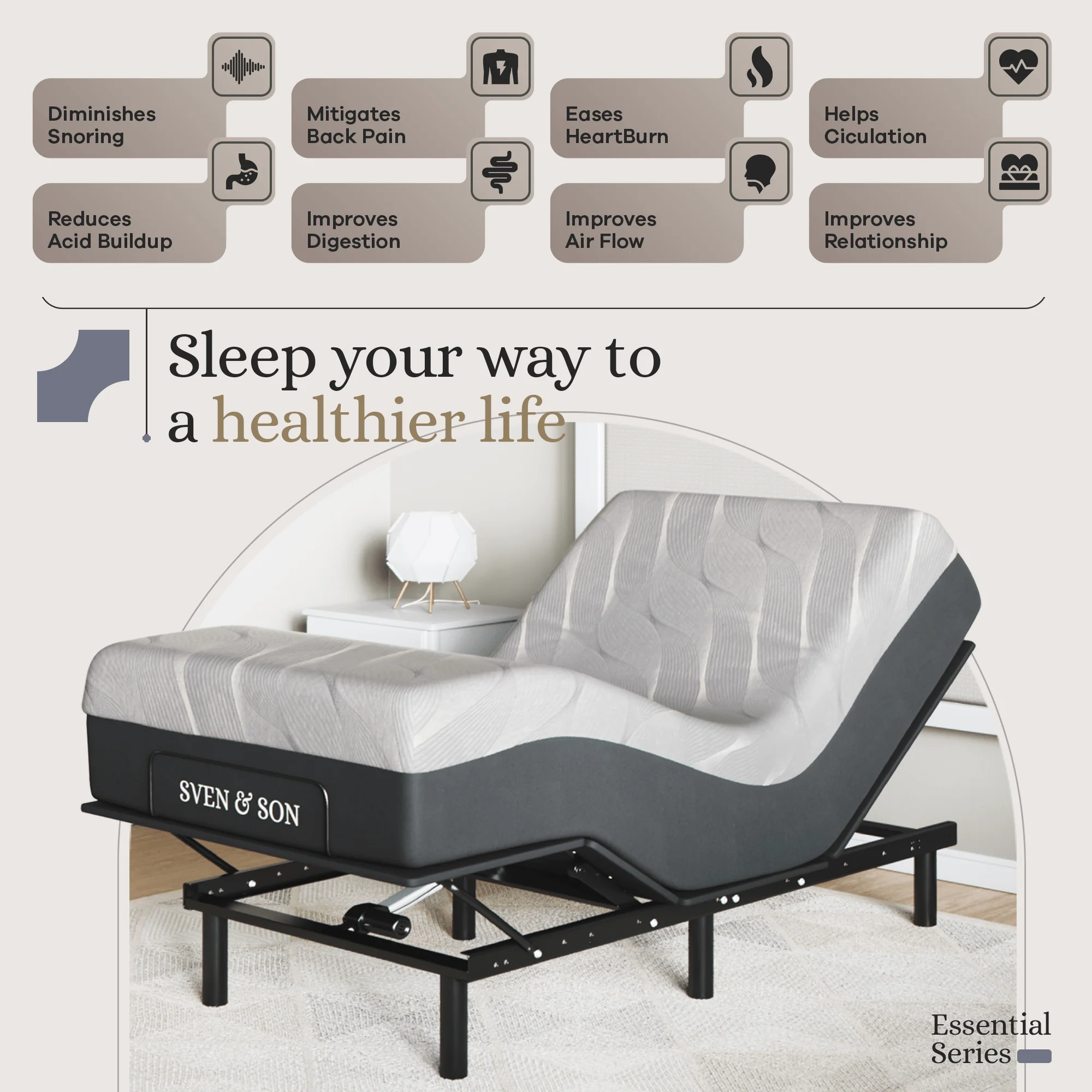 Essential Series Adjustable Bed Frame + Choice of Mattress Bundle - Image 156