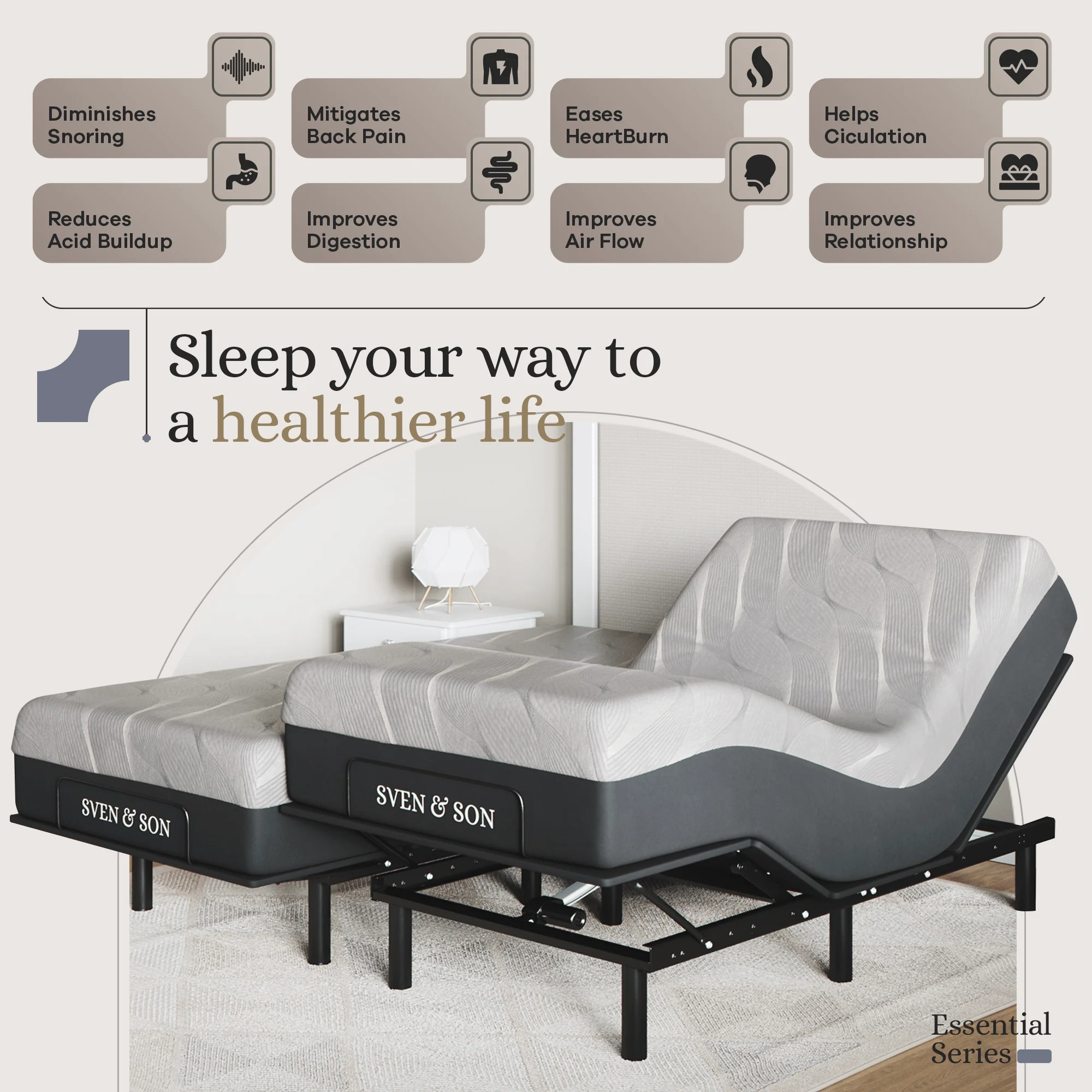 Essential Series Adjustable Bed Frame + Choice of Mattress Bundle - Image 47