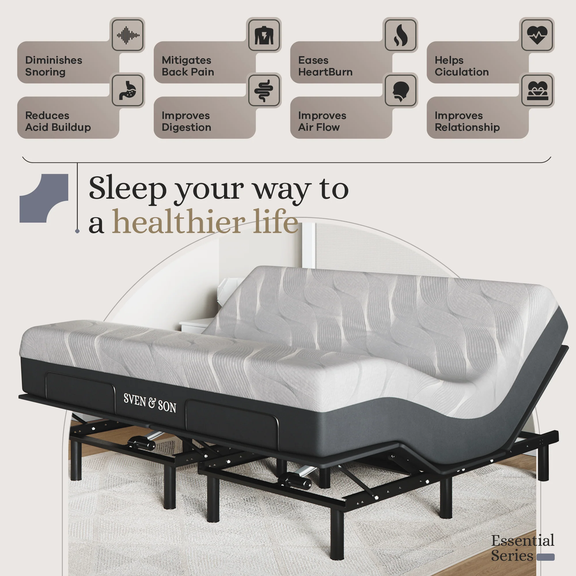 Essential Series Adjustable Bed Frame + Choice of Mattress Bundle - Image 59
