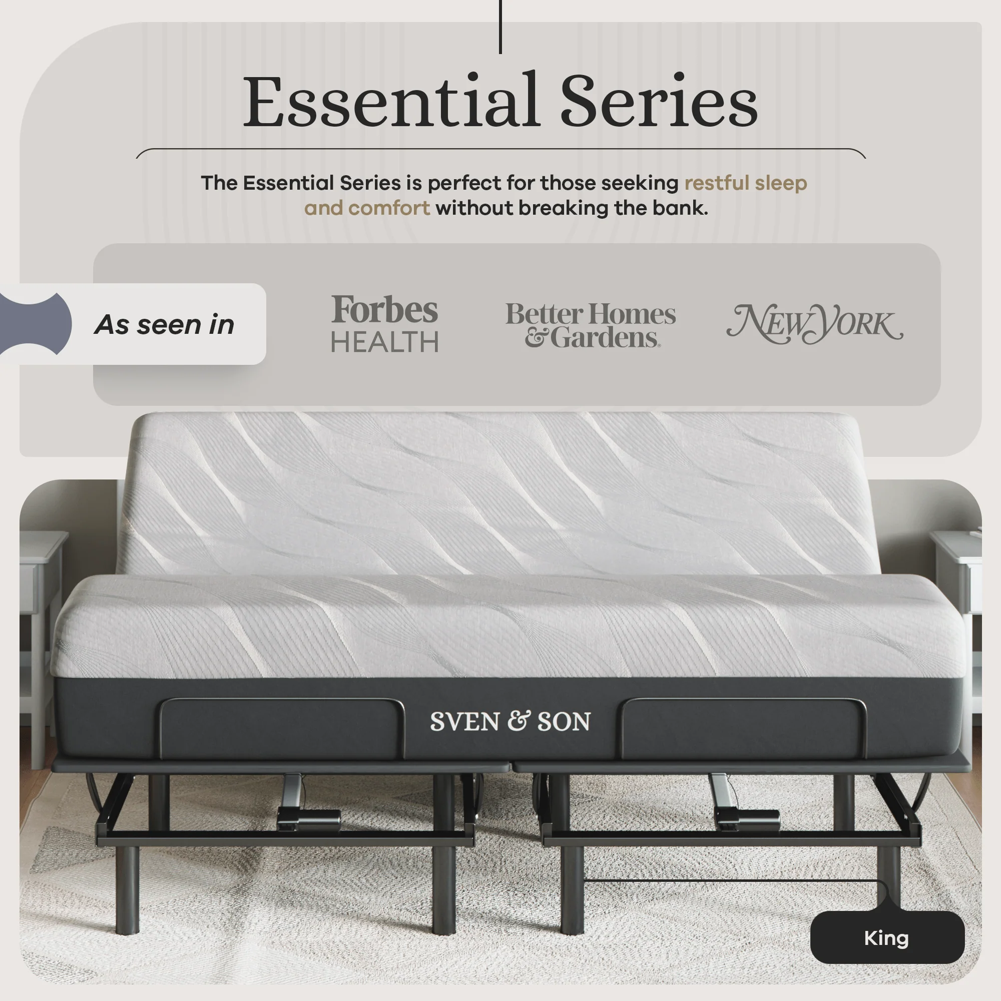 Essential Series Adjustable Bed Frame + Choice of Mattress Bundle - Image 75