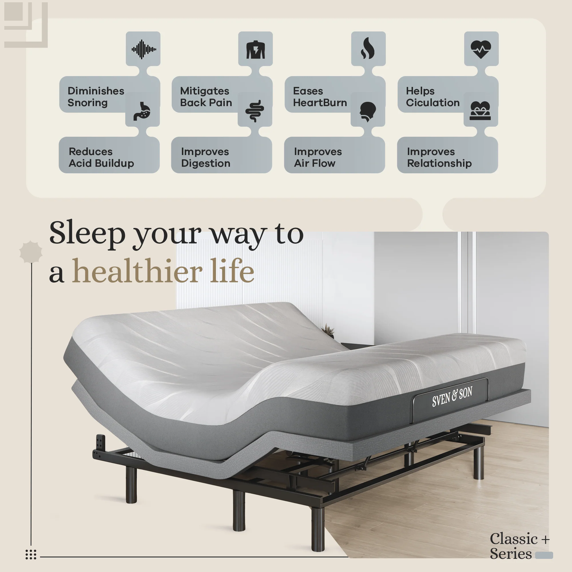 Harmony Series Adjustable Bed Frame + Choice of Mattress Bundle - Image 144