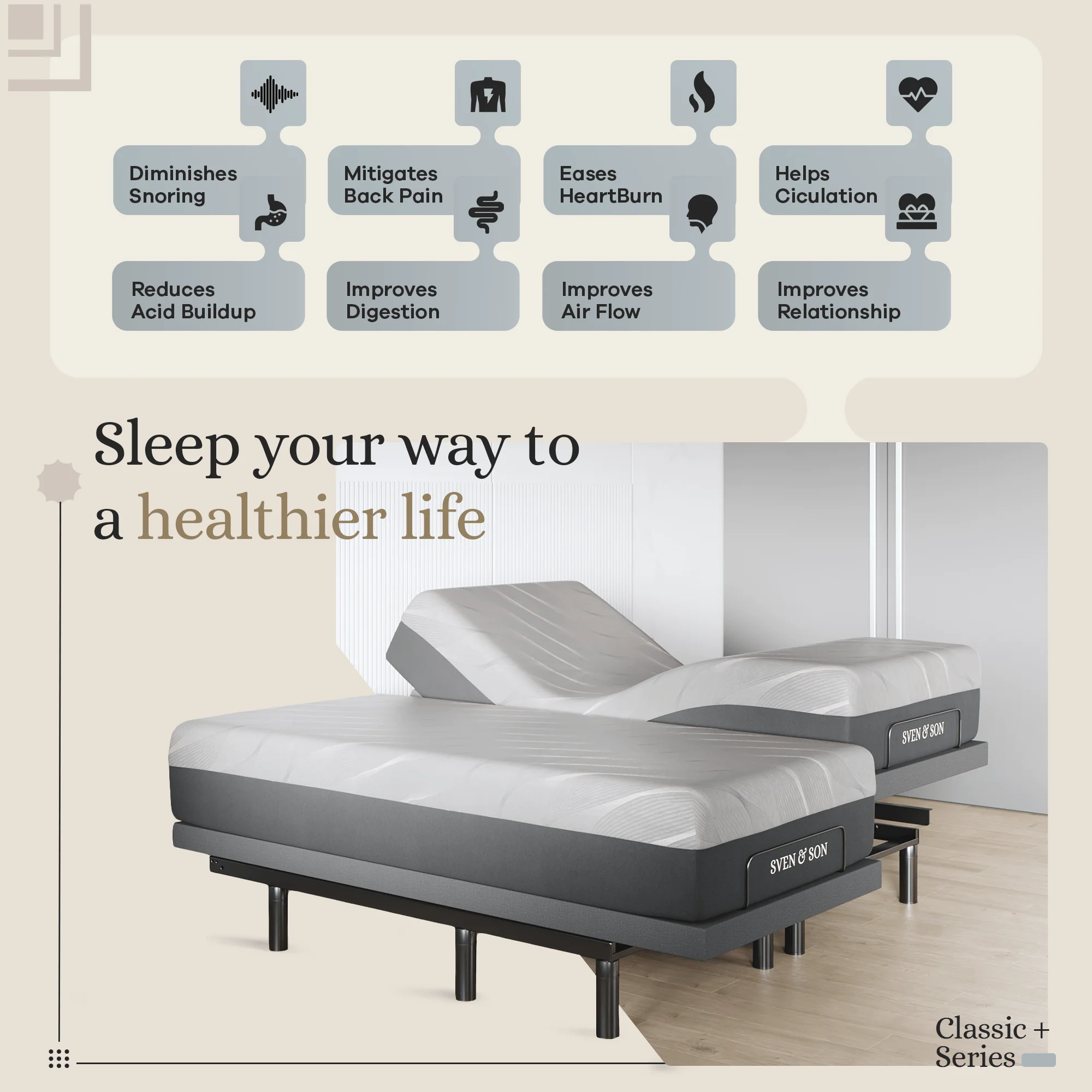 Harmony Series Adjustable Bed Frame + Choice of Mattress Bundle - Image 159