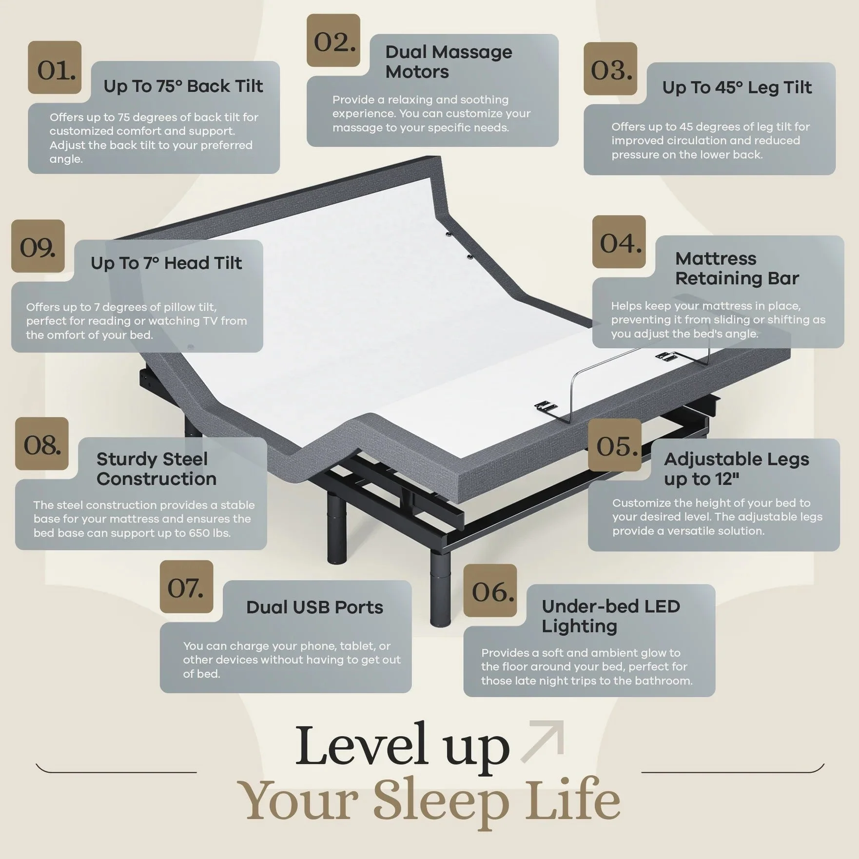 Harmony Series Adjustable Bed Frame + Choice of Mattress Bundle - Image 200