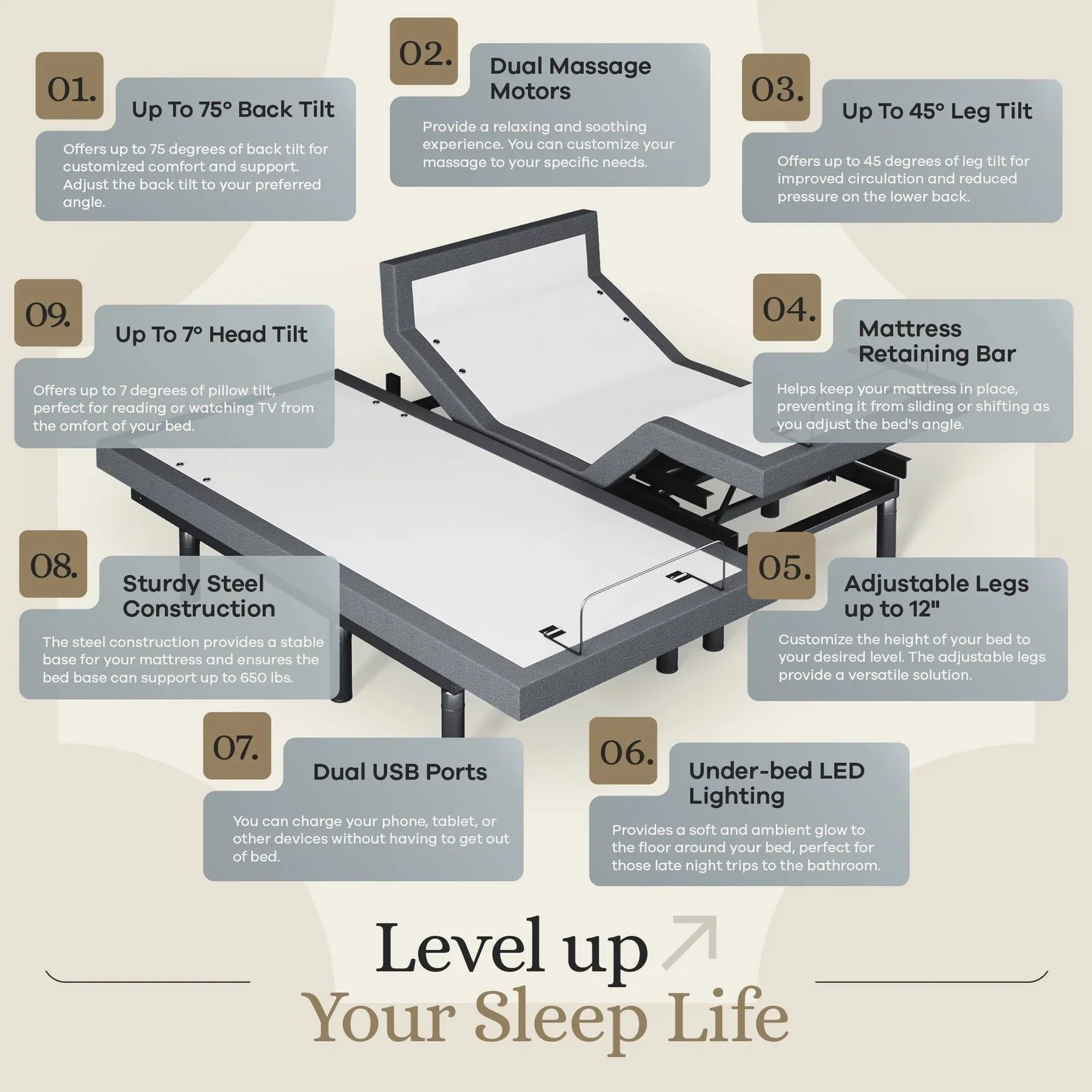 Harmony Series Adjustable Bed Frame + Choice of Mattress Bundle - Image 207