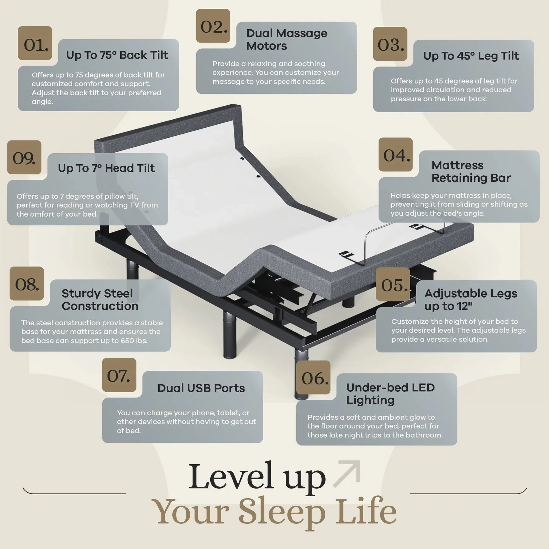 Harmony Series Adjustable Bed Frame + Choice of Mattress Bundle - Image 213