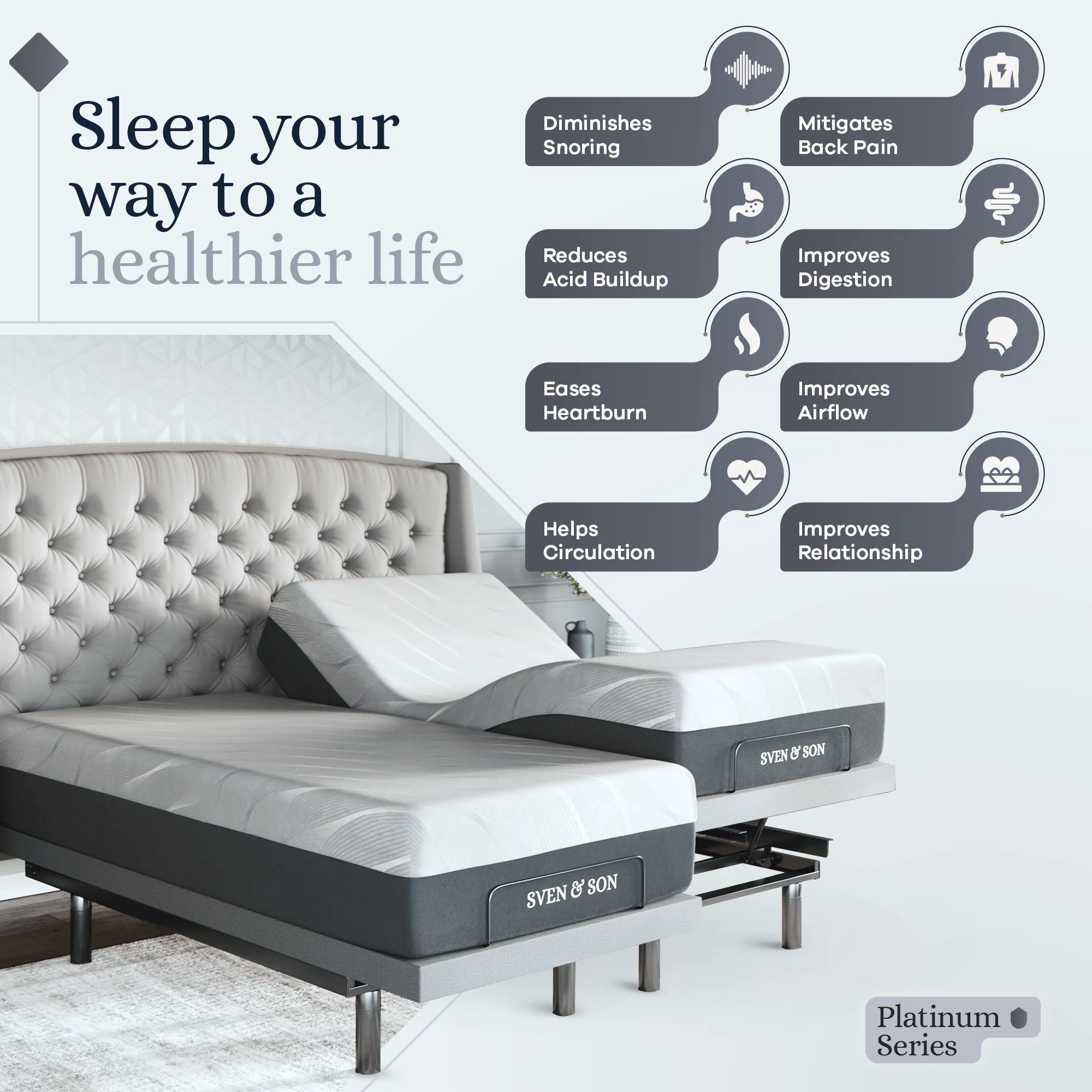 Platinum Series Adjustable Bed Frame + Choice of Mattress Bundle - Image 165